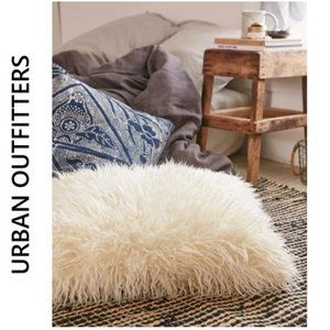 UO Mongolian Faux Fur Oversized Pillow ivory